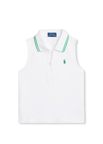 Beyaz Polo Yaka Unisex Çocuk T-shirt