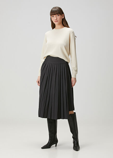 Rock Anthracite Pleated Midi Skirt