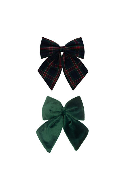 Tartan Agnes Bow 2-Pack Green Girls' Clasp