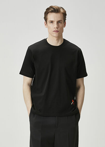 Black Embroidery Detailed T-Shirt