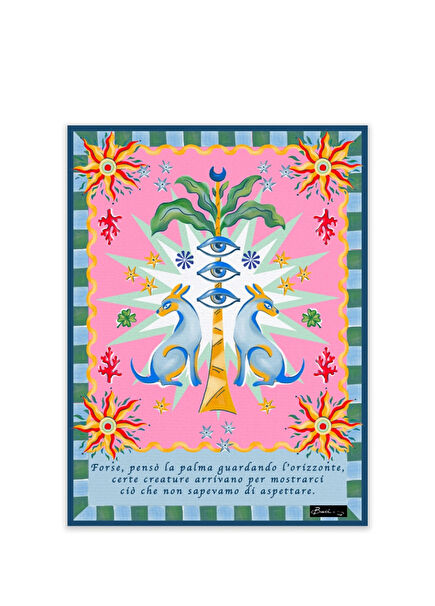 Dolce Far Niente Palmiye Desenli Renkli Pamuk Polyester Mutfak Havlusu 45 x 60 cm