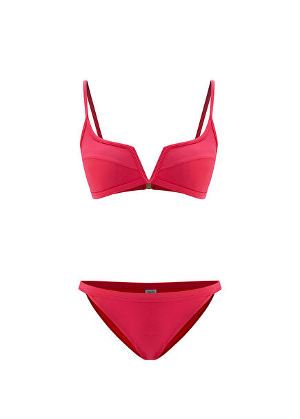 Clara Kırmızı V Detaylı Kadın Bikini Takımı