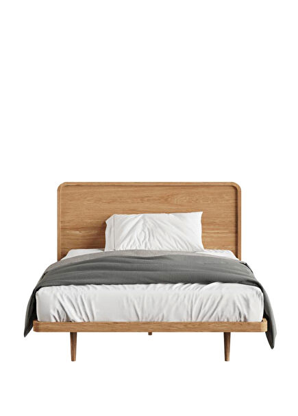Pera Meşe Ahşap Başlıklı Yatak Seti