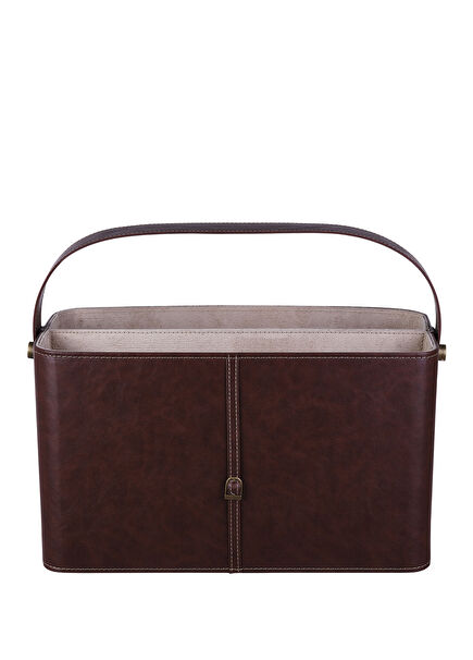Tan Leather Magazine Holder and Basket