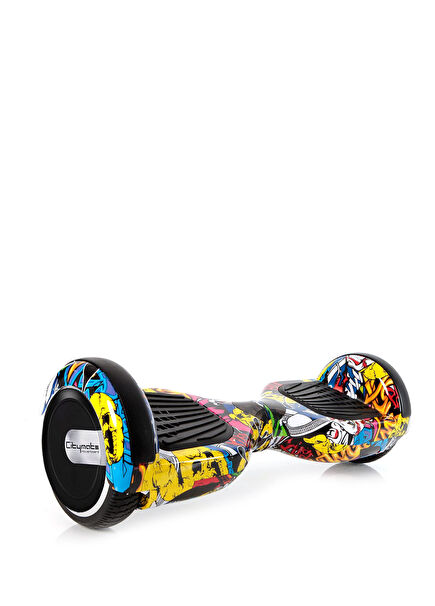 Smart Balanced Yellow Graffiti Pattern Hoverboard with Bluetooth Speaker