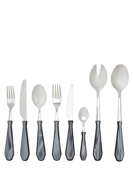 Venezia Siyah 74 Parça Çatal Bıçak Kaşık Seti
