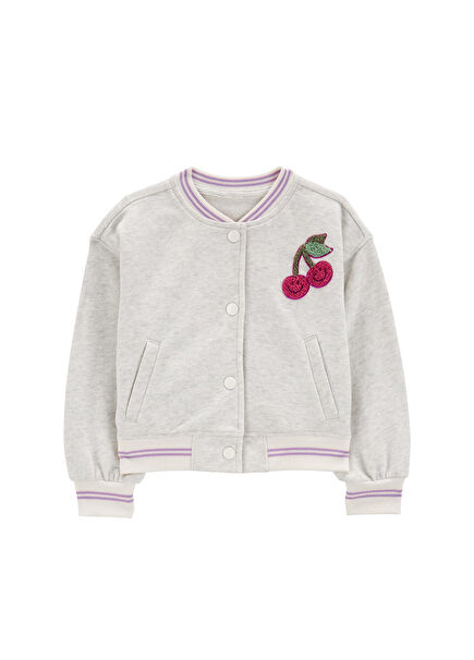 Cherry Print Girls' Jacket with Snaps