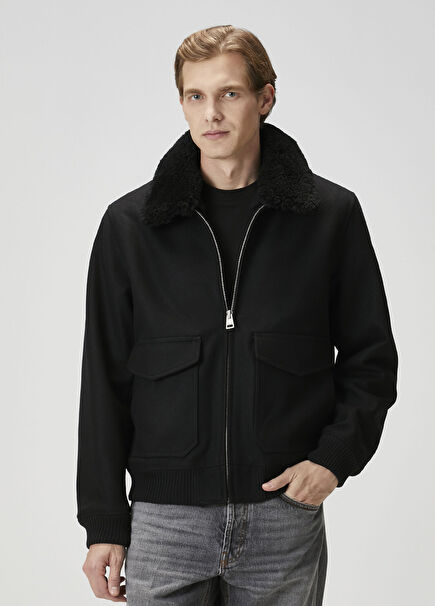 Aviator Black Wool Jacket