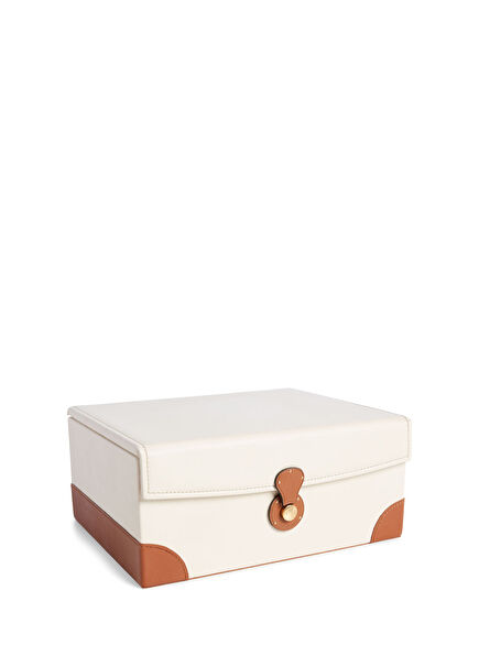 Ryan Krem Deri Dekoratif Kutu