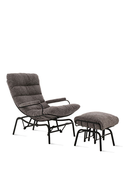 Yeke Antrasit Siyah Puflu Sallanır Tv Koltuğu