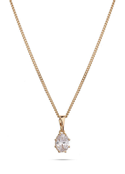 Mini White Stoned Gold Plated Women's Necklace