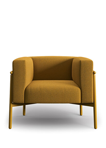 Bowie Yellow Metal Frame Wing Chair
