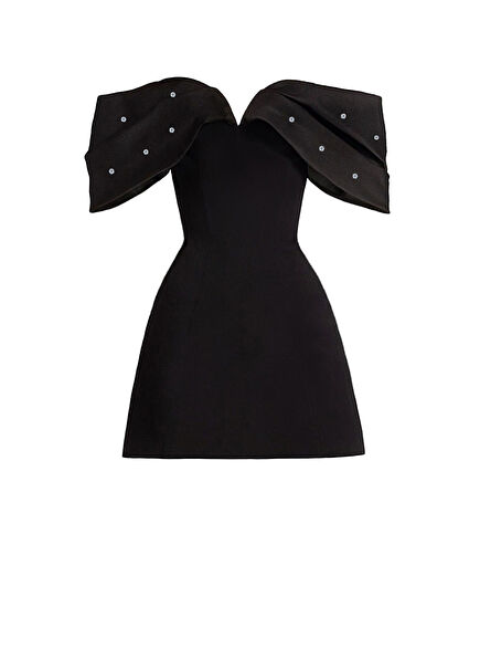 Ilya Heart Neck Black Women's Evening Dress