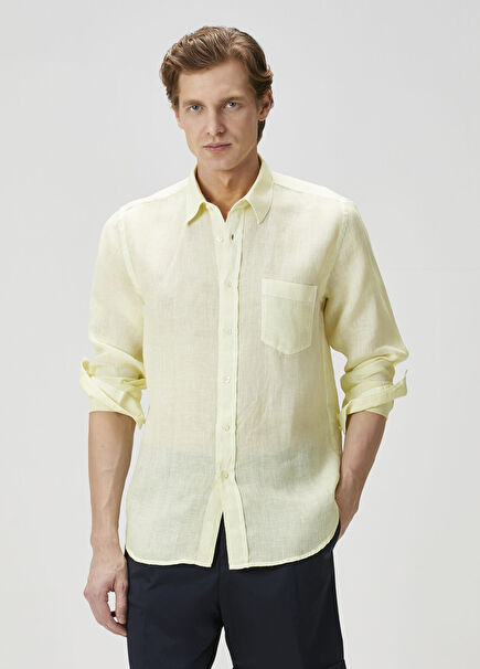 Açık Sarı Keten Gömlek