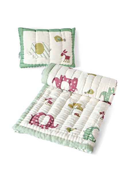 Elephant El Yapımı Organik Pamuk Çocuk Yatak Örtüsü Takımı