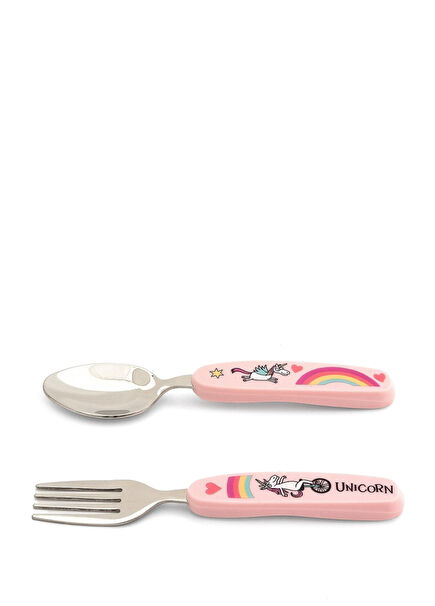 Unicorn Desenli Kutulu Çocuk Çatal Kaşık Seti