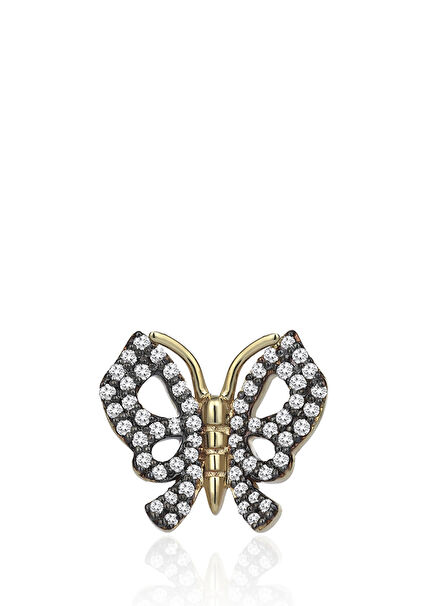 Knot Butterfly Pırlantalı Kadın Tekli Altın Küpe