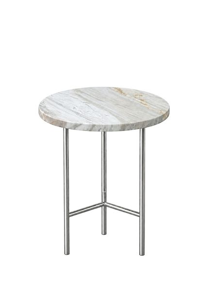 Noma Avorio White Marble Top Steel Leg Side Table