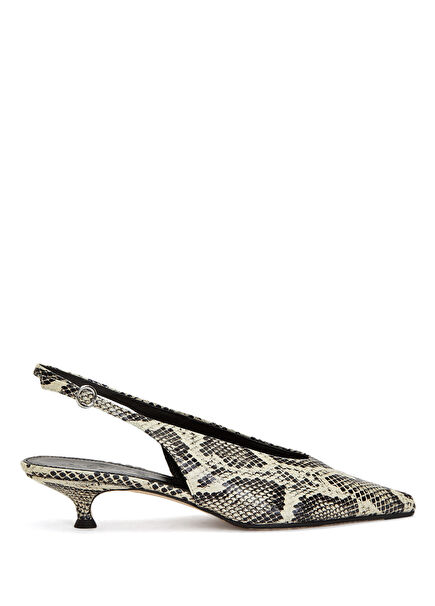 Camila Siyah Krem Deri Topuklu Ayakkabı