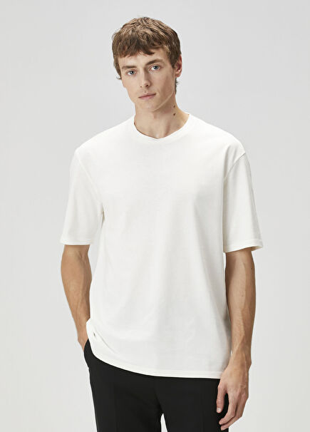 Beyaz Logo Baskılı T-shirt