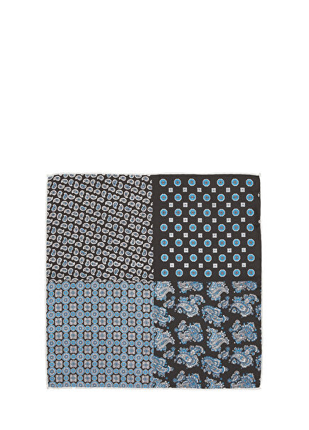 Grey Mixed Pattern Silk Pocket Square
