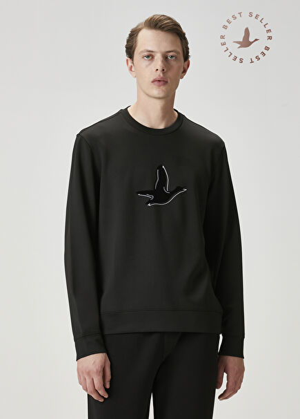 Black Logo Printed Detailed Sweatshirt