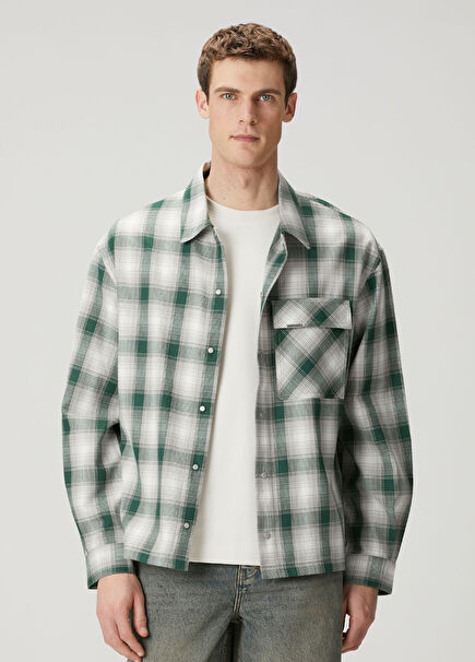 Koyu Yeşil Ekose Desenli Gömlek