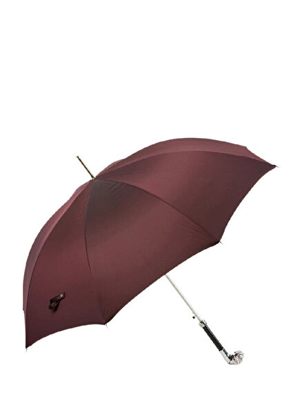 Bordo Gümüş Köpek Figürlü Otomatik Şemsiye 95 cm