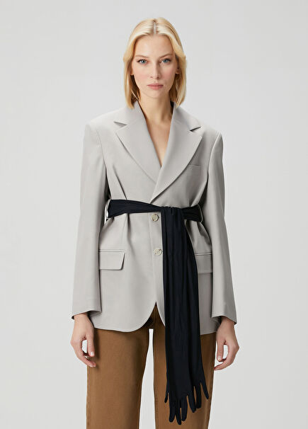 Gri Kuşaklı Blazer