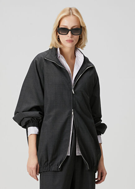 Baxter Dark Grey Plaid Print Jacket