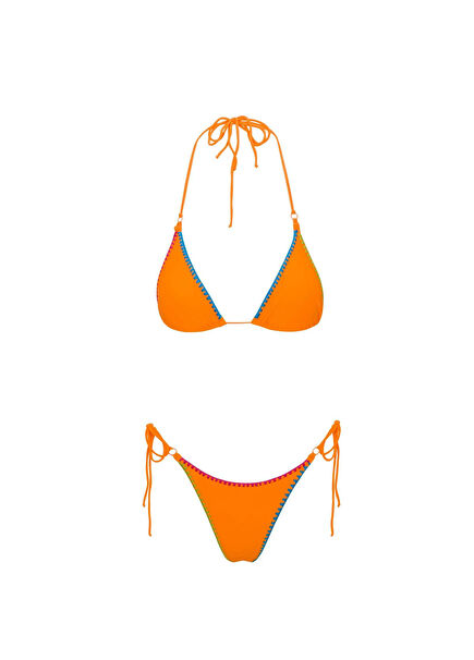 Sarı Deja Çoban Dikişi Detaylı Kadın Bikini Takımı