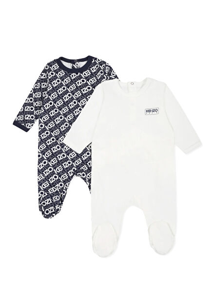 White Unisex Kids 2 Pieces Jumpsuit Set