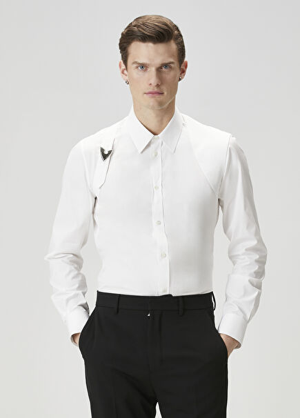 White Logo Detailed Shirt