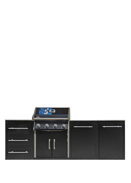 Rogue 525 Black Outdoor Double Wardrobe & BBQ Kitchen with Drawers 258 cm
