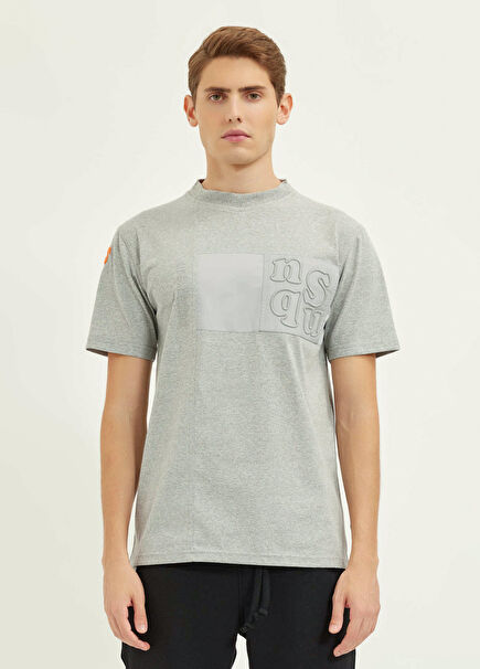 Uru City Regular Fit Gri Krom Logo Baskılı T-shirt