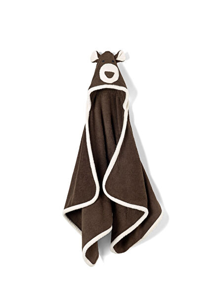 Animal Bear Chocolate Cotton Hooded Children's Towel 70 x 140 cm