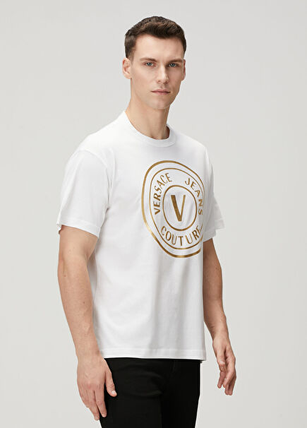 Beyaz Logo Baskılı T-shirt