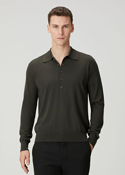 Khaki Polo Wool Sweater