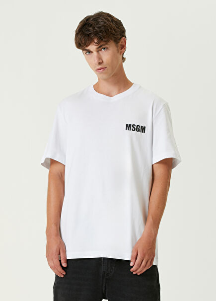Kırık Beyaz Logo Baskılı T-shirt