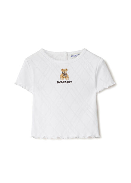 Beyaz Kısa Kollu Unisex Çocuk T-Shirt