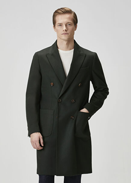Green Wool Double-Breasted Coat