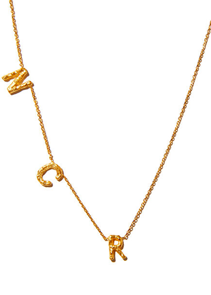 Sideways Triple Letter Medium Women's Gold Necklac