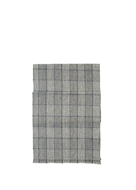 Grey Navy Blue Plaid Pattern Men's Scarf