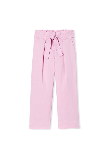 Pink Wide Leg Girls' Canvas Trousers