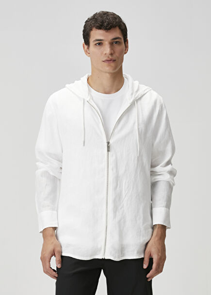 White Hood Linen Outer Shirt