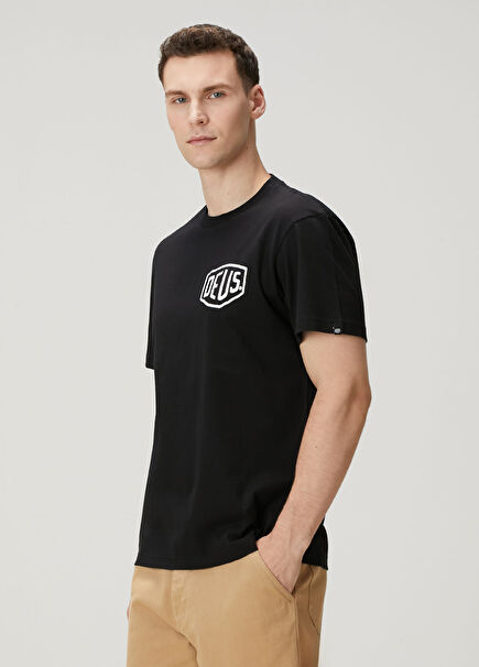 Black Figure Printed Logo Organic Cotton T-shirt