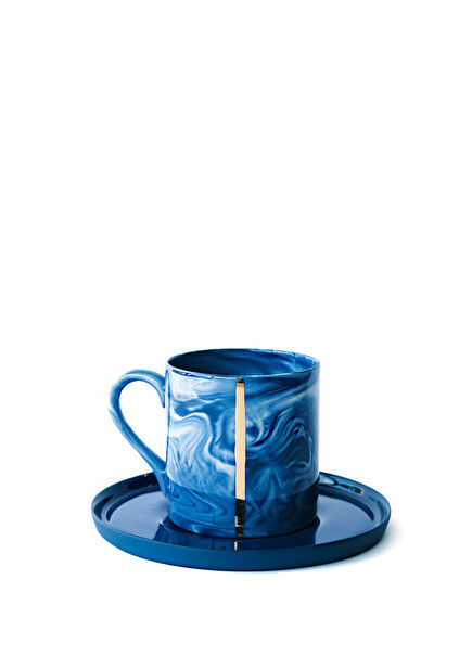 Handmade Porcelain Turkish Coffee Cup with Marble Effect