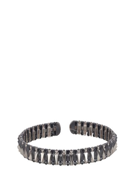 Rocky Road Black Cord Men's Silver Bracelet