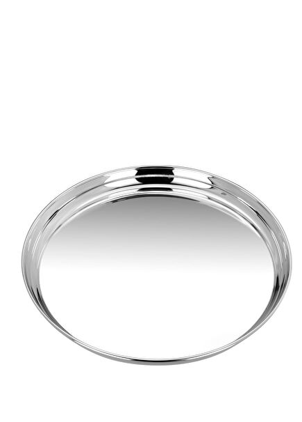 Round Flat Deep Silver Plexi Serving Tray 31 cm