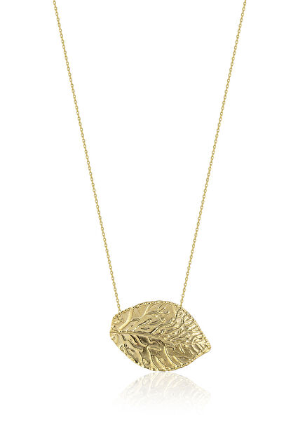 Hammered Leaf 14 Karat Gold Women's Necklace